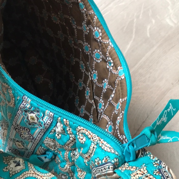 NWOT Vera Bradley turquoise/tan printed purse - Picture 6 of 6